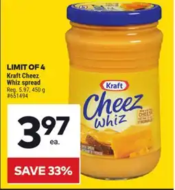 Giant Tiger Kraft Cheez Whiz spread offer