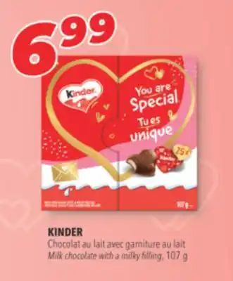 Familiprix KINDER Milk chocolate with a milky filling, 107 g offer