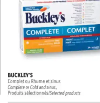 Familiprix BUCKLEY'S Complete or Cold and sinus, Selected products offer