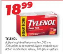 Familiprix TYLENOL Acetaminophen, 500 mg, caplets or tablets or Rapid Release, 120 gelcaps offer