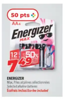 Familiprix ENERGIZER Selected alkaline batteries offer