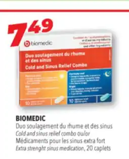 Familiprix BIOMEDIC Cold and sinus relief combo or Extra strenght sinus medication, 20 caplets offer