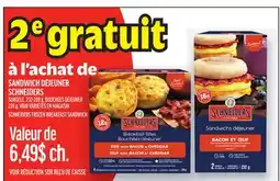 Metro À L'ACHAT DE SANDWICH DÉJEUNER SCHNEIDERS | SCHNEIDERS FROZEN BREAKFAST SANDWICH offer