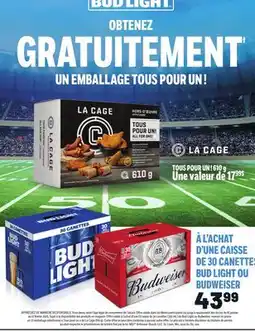 Metro À L'ACHAT D'UNE CAISSE DE 30 CANETTES BUD LIGHT OU BUDWEISER offer