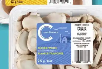 IGA COMPLIMENTS SLICED WHITE MUSHROOMS offer