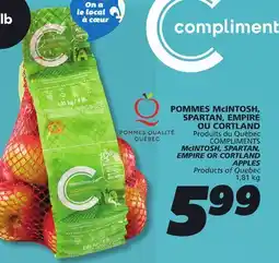 IGA COMPLIMENTS McINTOSH, SPARTAN, EMPIRE OR CORTLAND APPLES offer