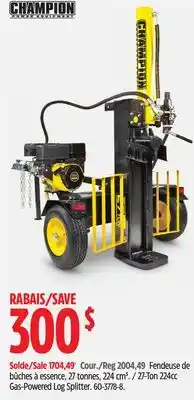 Canadian Tire Champion Power Equipment 27-Ton 224cc Gas-Powered Log Splitter offer