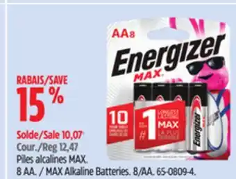 Canadian Tire Energizer MAX Alkaline Batteries offer