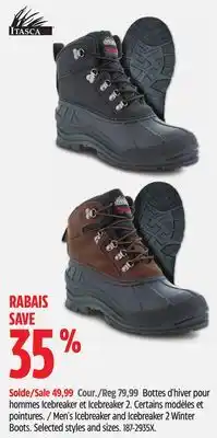 Canadian Tire Itasca Men's Icebreaker and Icebreaker 2 Winter Boots offer