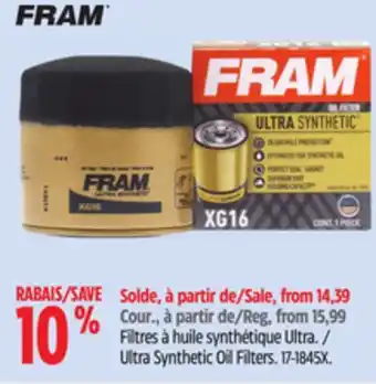 Canadian Tire Fram Ultra Synthetic Oil Filters offer