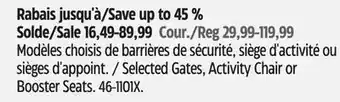 Canadian Tire Selected Gates, Activity Chair or Booster Seats offer