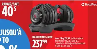 Canadian Tire SelectTech Bowflex 552 Adjustable Dumbbell offer