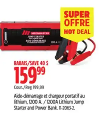 Canadian Tire MotoMaster 1200A Lithium Jump Starter and Power Bank offer