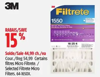 Canadian Tire Selected Filtrete Micro Filters offer