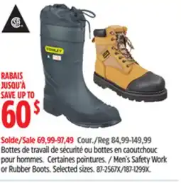 Canadian Tire Stanley Men's Safety Work or Rubber Boots offer