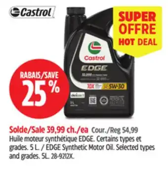 Canadian Tire Castrol EDGE Synthetic Motor Oil offer