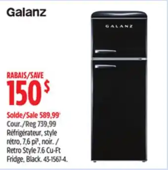 Canadian Tire Galanz Retro Style 7.6 Cu-Ft Fridge, Black offer