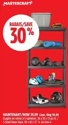 Canadian Tire Mastercraft 5-Shelf Resin Rack offer