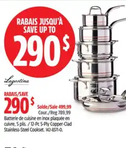 Canadian Tire Lagostina 12-Pc 5-Ply Copper-Clad Stainless-Steel Cookset offer