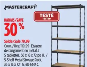 Canadian Tire Mastercraft 5-Shelf Metal Storage Rack offer