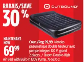 Canadian Tire Outbound Queen Double-High Air Bed with Built-In 120V Pump offer