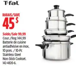 Canadian Tire T-Fal 10-Pc Stainless-Steel Non-Stick Cookset offer