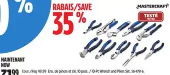 Canadian Tire MASTERCRAFT 10-Pc Wrench and Pliers Set offer