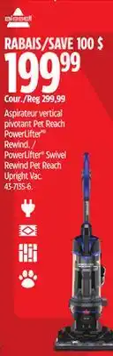 Canadian Tire Bissell PowerLifter Swivel Rewind Pet Reach Upright Vac offer