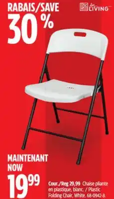 Canadian Tire FOR LIVING Plastic Folding Chair, White offer