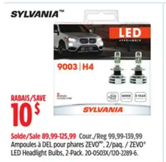 Canadian Tire Sylvania ZEVO LED Headlight Bulbs, 2-Pack offer