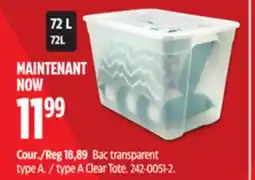 Canadian Tire type A Clear Tote offer