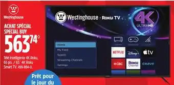 Canadian Tire Westinghouse 65˝ 4K Roku Smart TV offer