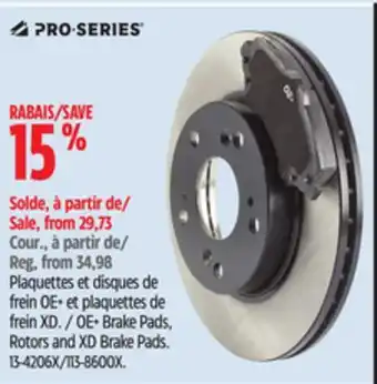 Canadian Tire OE+ Brake Pads, Rotors and XD Brake Pads offer