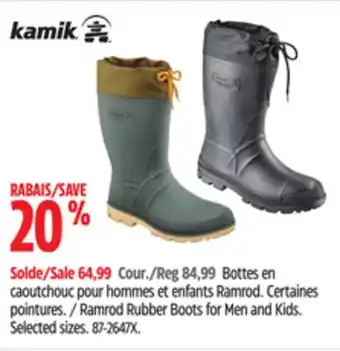 Canadian Tire Kamik Ramrod Rubber Boots for Men and Kids offer