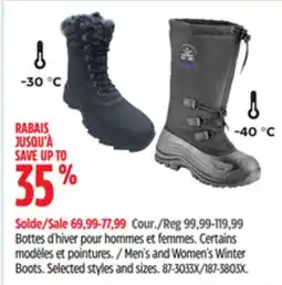 Canadian Tire Kamik Men's and Women's Winter Boots.Selected styles and sizes offer