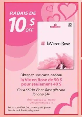 Familiprix $50 la Vie en Rose gift card for offer