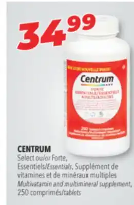 Familiprix CENTRUM Select or Forte, Essentials, Multivatamin and multimineral supplement offer