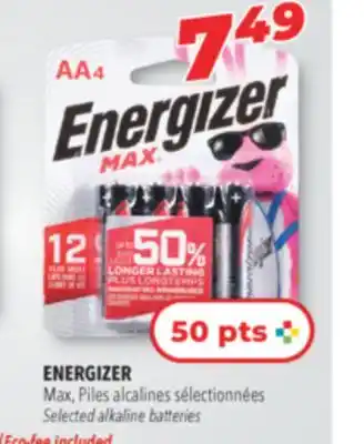 Familiprix ENERGIZER, Max, Piles Selected alkaline batteries offer