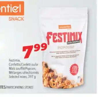 Familiprix Essentiel Snack Festimix, Confetti or Popcorn Selected mixes, 397 g offer