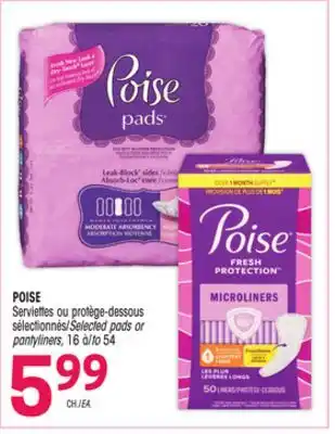 Uniprix POISE Serviettes ou protège-dessous sélectionnés/Selected pads or pantyliners offer