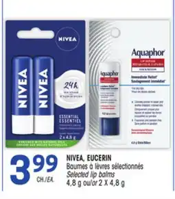 Uniprix NIVEA, EUCERIN Baumes à lèvres sélectionnés/Selected lip balms offer