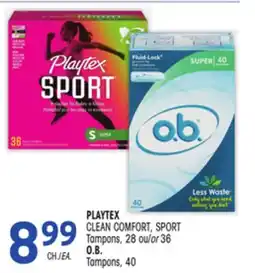 Uniprix PLAYTEX CLEAN COMFORT, SPORT Tampons, O.B. Tampons offer