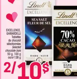 Uniprix LINDT EXCELLENCE, GHIRARDELLI Tablettes de chocolat sélectionnées/Selected chocolate bars offer