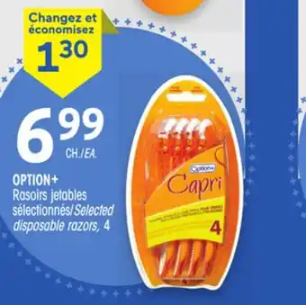 Uniprix OPTION+ Rasoirs jetables sélectionnés/Selected disposable razors offer