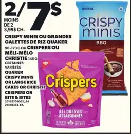 Provigo CRISPY MINIS OU GRANDES GALETTES DE RIZ QUAKER 90-173 G OU CRISPERS OU MÉLI-MÉLO CHRISTIE 145 G offer