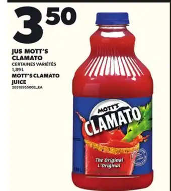 Provigo JUS MOTT'S CLAMATO, 1,89 L offer