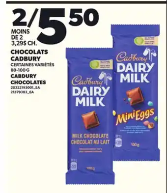 Provigo CHOCOLATS CADBURY, 80-100 G offer