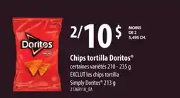 Provigo CHIPS TORTILLA DORITOS 210 - 235 G EXCLUT LES CHIPS TORTILLA SIMPLY DORITOS 213 G offer