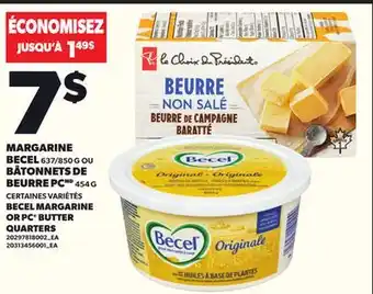 Provigo MARGARINE BECEL 637/850 G BÂTONNETS DE BEURRE PC 454 G offer