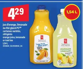 Maxi JUS D'ORANGE, LIMONADE OU THÉ GLACÉ PC, 1,54L offer